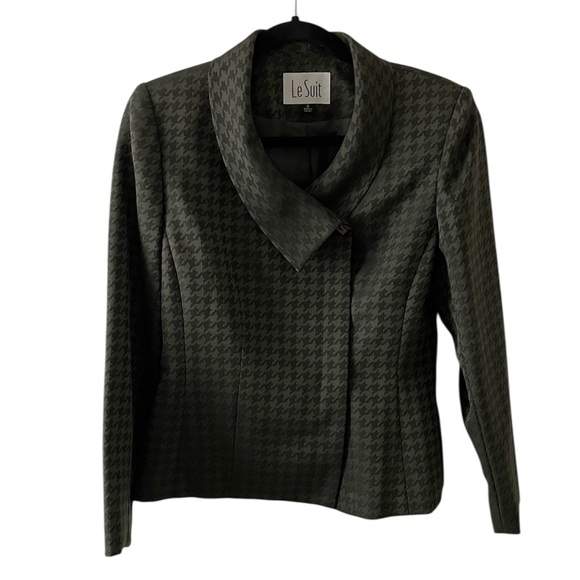 Le Suit Jackets & Blazers - Le Suit Blazer Houndstooth Sleeve Career Office Asymmetrical Businesscore Size 6
